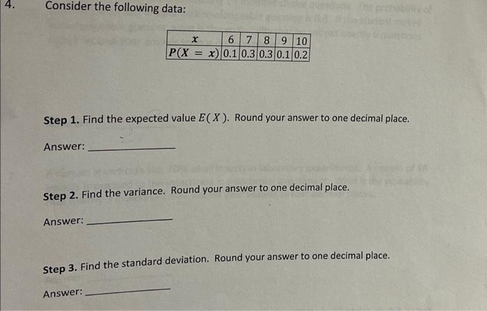 Solved 1. Find The Expected Value E (X). Round Your Answer | Chegg.com