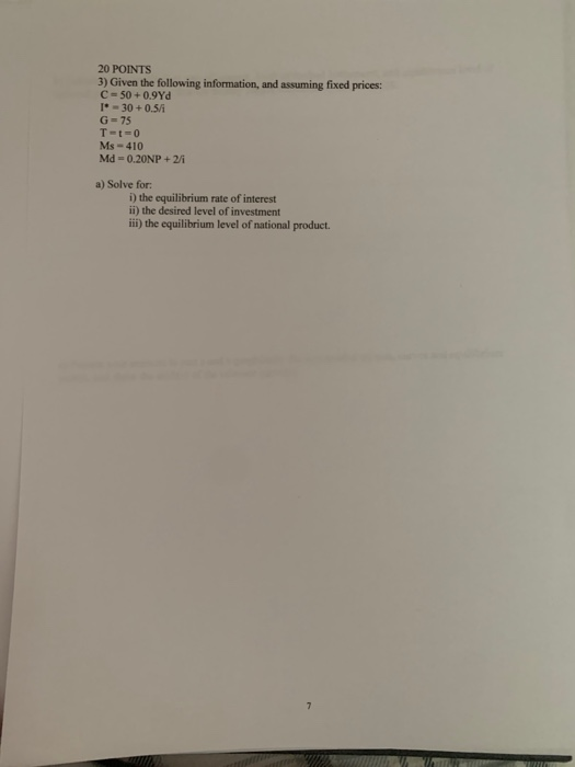 Solved 20 POINTS 3) Given the following information, and | Chegg.com
