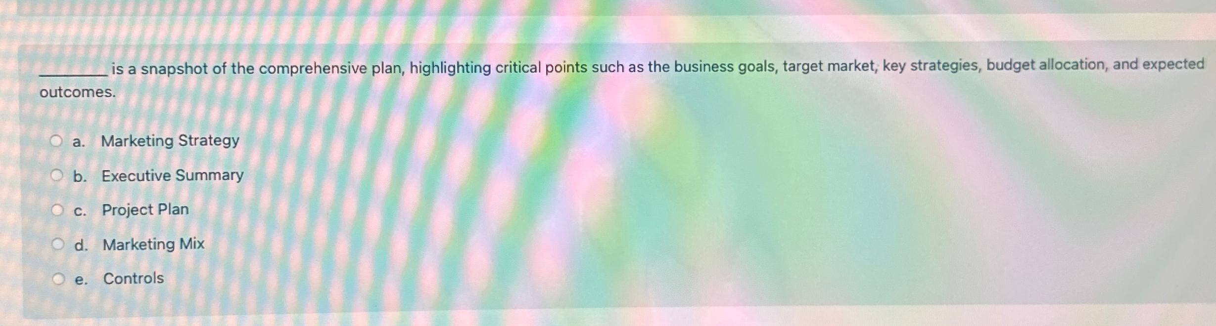 Solved is a snapshot of the comprehensive plan, highlighting