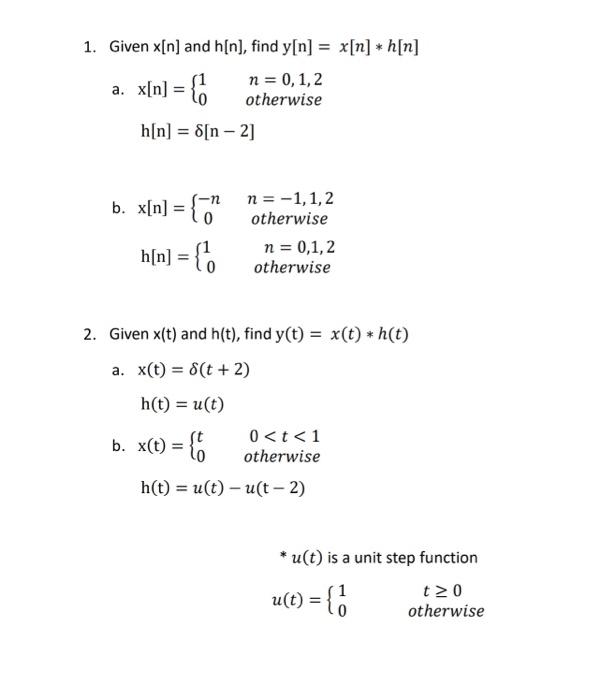 Solved 1 Given X[n] And H[n] Find Y[n] X[n] H[n] N 0