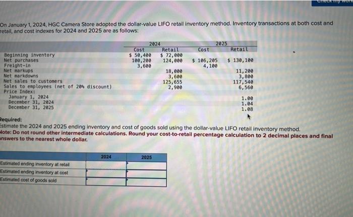 Solved On January 1, 2024, HGC Camera Store adopted the | Chegg.com