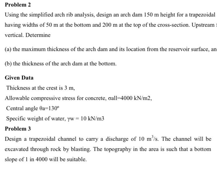 Solved Problem 2 Using the simplified arch rib analysis, | Chegg.com