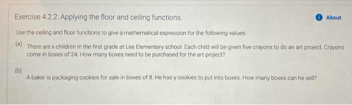 Solved Exercise 4.2.2: Applying The Floor And Ceiling | Chegg.com