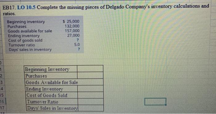 Solved EB10. LO 10.3 Calculate The Cost Of Goods Sold Dollar | Chegg.com