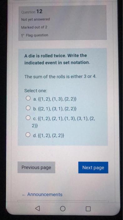 Solved Question 12 Not yet answered Marked out of 2 P Flag | Chegg.com