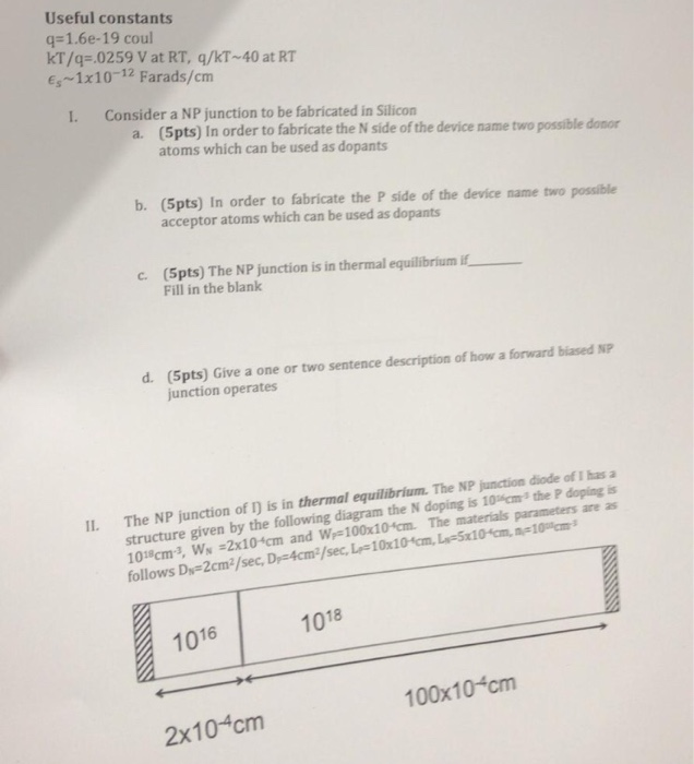 Solved Useful Constants Q 1 6e 19 Coul Kt Q 0259 V At Rt Chegg Com