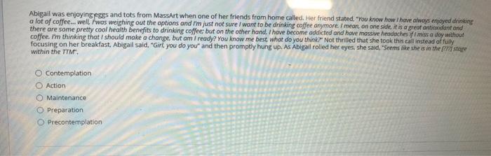 Abigail was enjoying eggs and tots from MassArt when one of her friends from home called. Her friend stated. You know how I