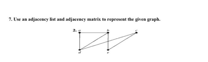 Solved 7. Use an adjacency list and adjacency matrix to | Chegg.com