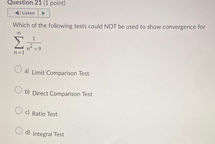 Solved Which of the following tests could NOT be used to | Chegg.com