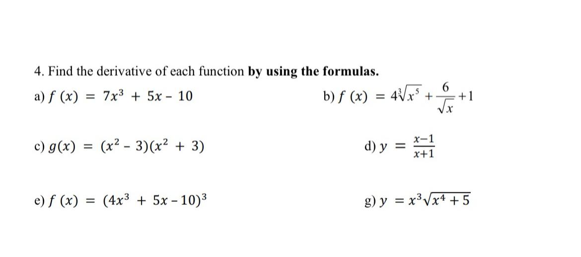 Solved Find the derivative of each function by using the | Chegg.com