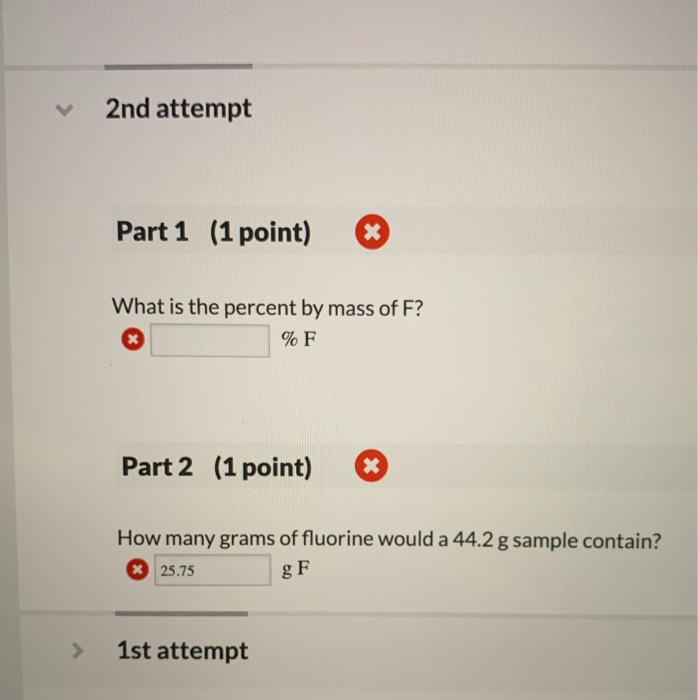Solved 2nd attempt Part 1 (1 point) What is the percent by | Chegg.com