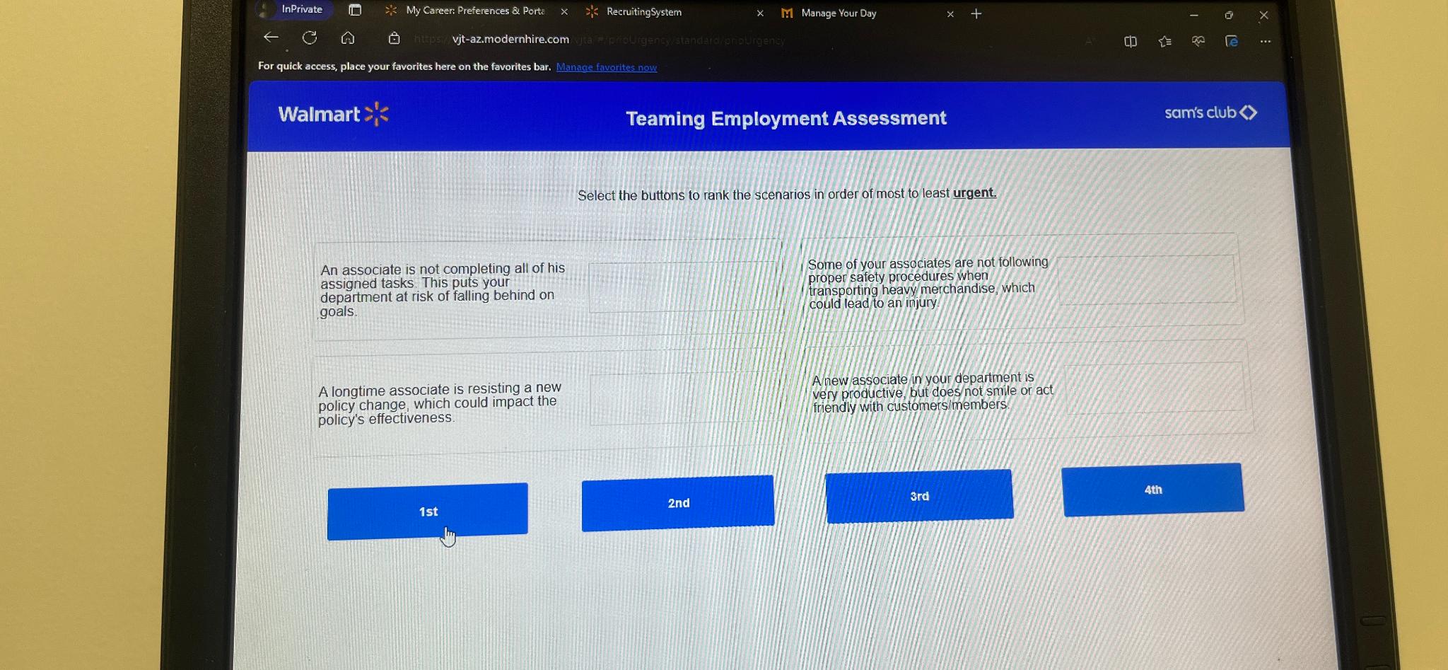 Solved Walmart =Teaming Employment Assessmentsam's club