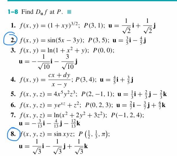 Solved 1-8 Find Duf at P. 1 1 、 u 1. f(x, y) = (1 + xy)3/2