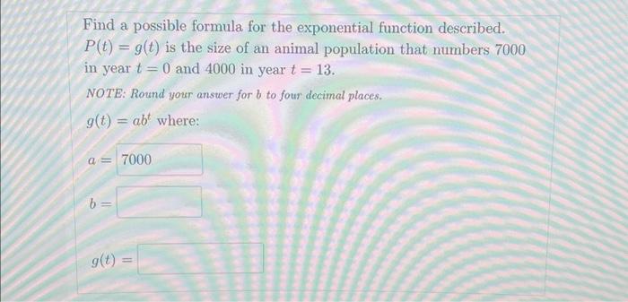 Solved Find a possible formula for the exponential function | Chegg.com