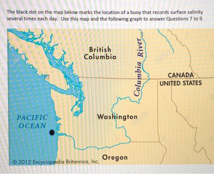 Solved The black dot on the map below marks the location of | Chegg.com