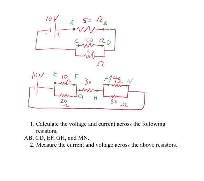 Solved 1. Calculate the voltage and current across the | Chegg.com