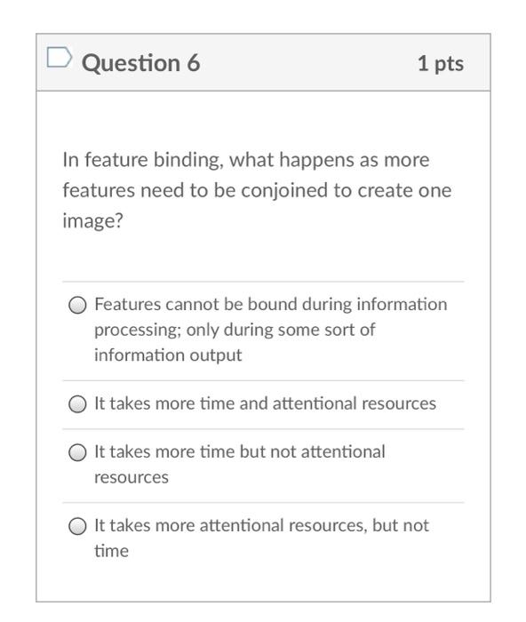 Question 6 1 pts In feature binding, what happens as | Chegg.com