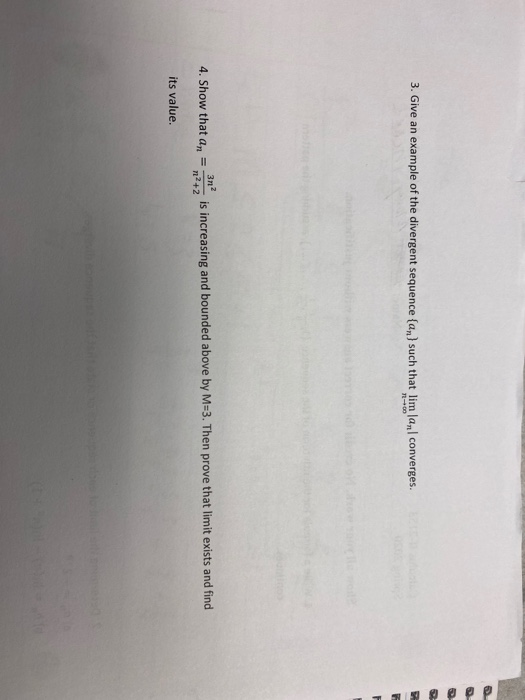 Solved PPP 3. Give an example of the divergent sequence {an) | Chegg.com