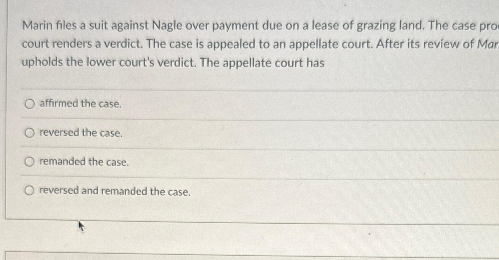 Solved Marin files a suit against Nagle over payment due on