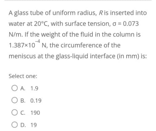 Solved A glass tube of uniform radius, R is inserted into | Chegg.com