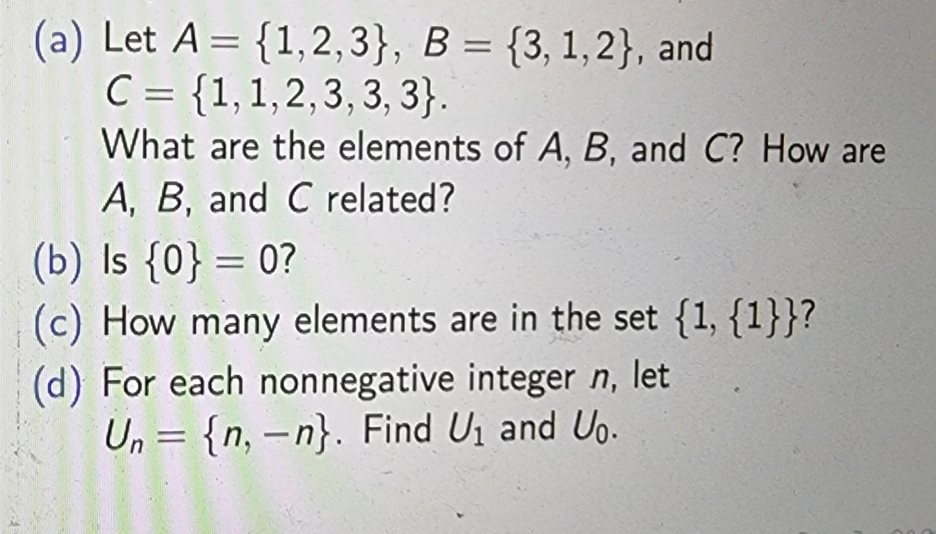 Solved (a) Let A= {1,2,3}, B = {3,1,2), And C = | Chegg.com