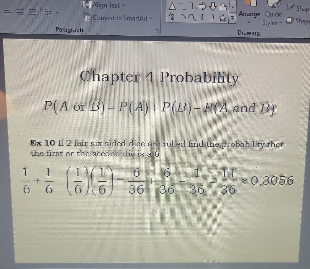 Solved Chapter 4 Probability P(A Or B)=P(A)+P(B)−P(A And B) | Chegg.com