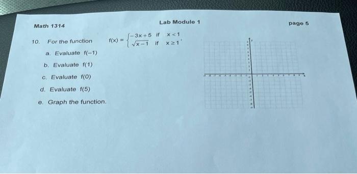 Solved Lab Modulo 1 Math 1314 page 5 10. For the function | Chegg.com