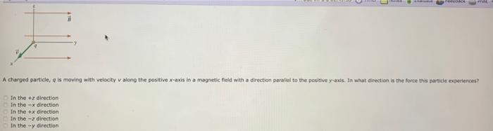 Solved A charged particle, q is moving with velocity v along | Chegg.com