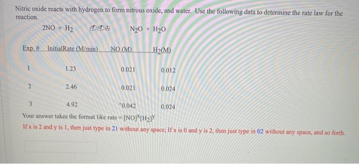 solved-nitric-oxide-reacts-with-hydrogen-to-form-nitrous-chegg