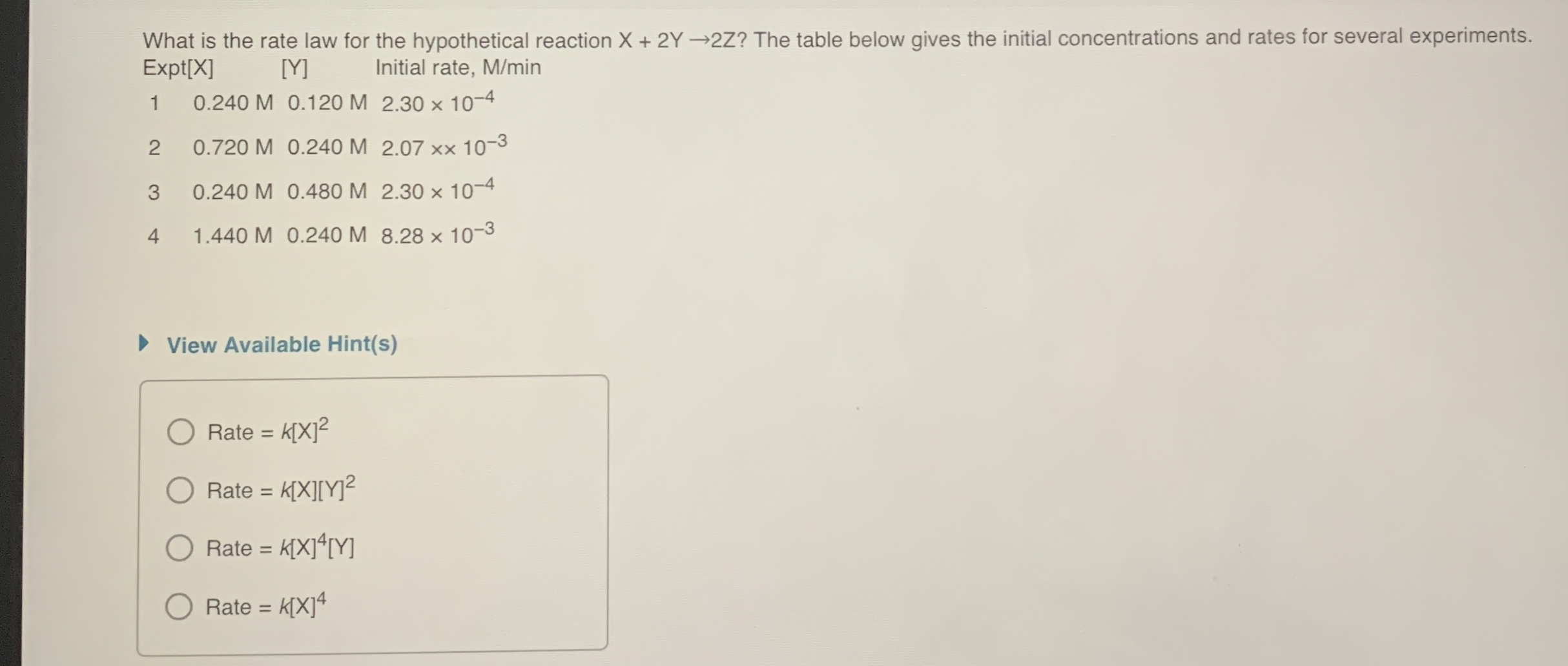Solved What is the rate law for the hypothetical reaction | Chegg.com