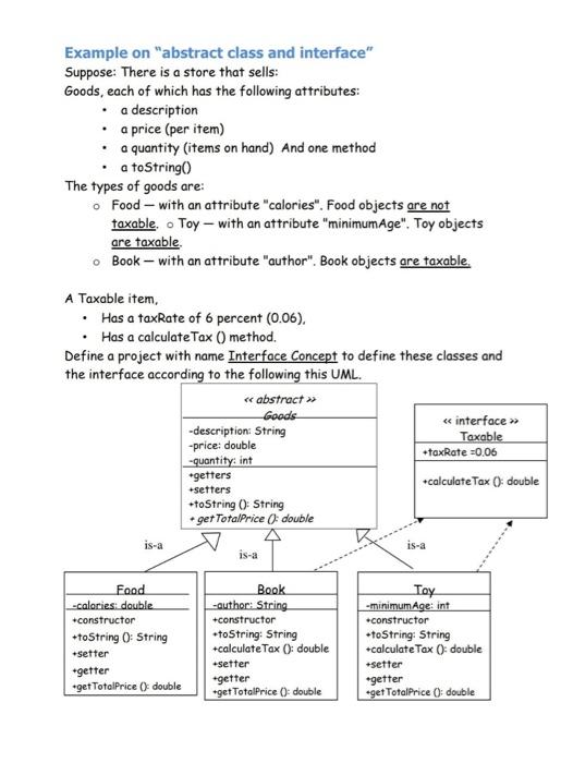 Solved Example on "abstract class and interface" Suppose: | Chegg.com
