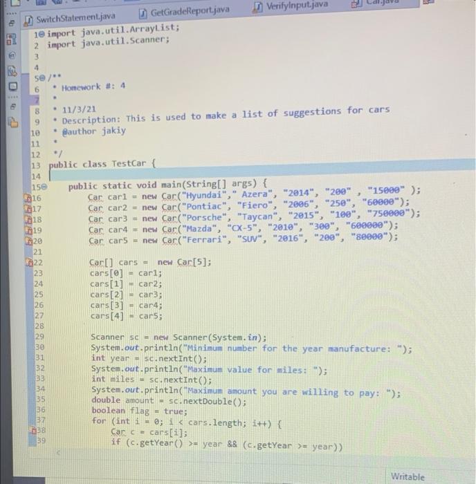 Solved help me create a java class for this code please !! | Chegg.com
