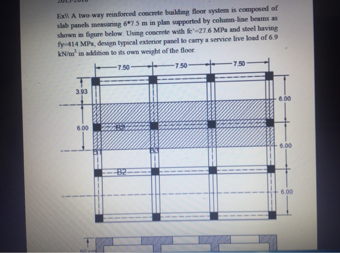 Exll a two way reinforced concrete building floor system is composed of slab panels measuring 6*7.5 m in plan supported by co