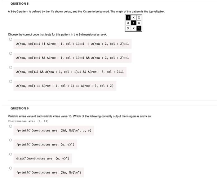 Solved Choose the correct code that lests for this pattern | Chegg.com image.