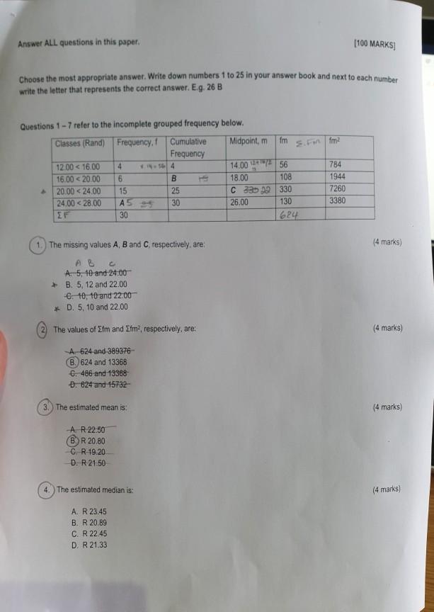 Solved Answer ALL Questions In This Paper. [100 MARKS] | Chegg.com