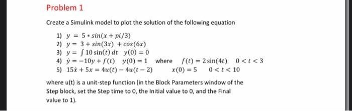 Solved Problem 1 Create a Simulink model to plot the | Chegg.com