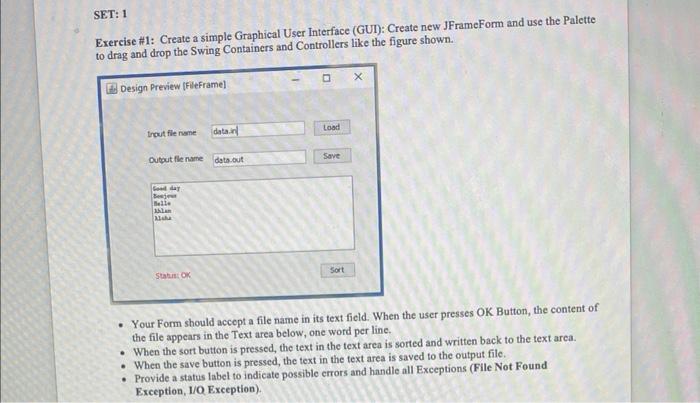 Solved SET: 1 Exercise \#1: Create a simple Graphical User | Chegg.com