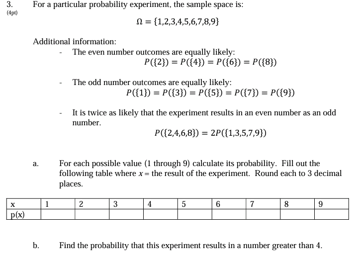Solved For a particular probability experiment, the sample | Chegg.com