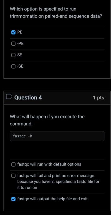Solved Which option is specified to run trimmomatic on | Chegg.com