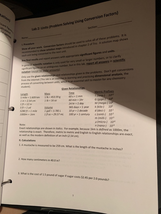 Solved tation) cant calculates he con Section: Lab 2: Units | Chegg.com