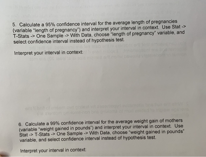 Solved 5. Calculate a 95% confidence interval for the | Chegg.com