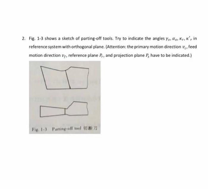 Solved 2. Fig. 13 shows a sketch of partingoff tools. Try