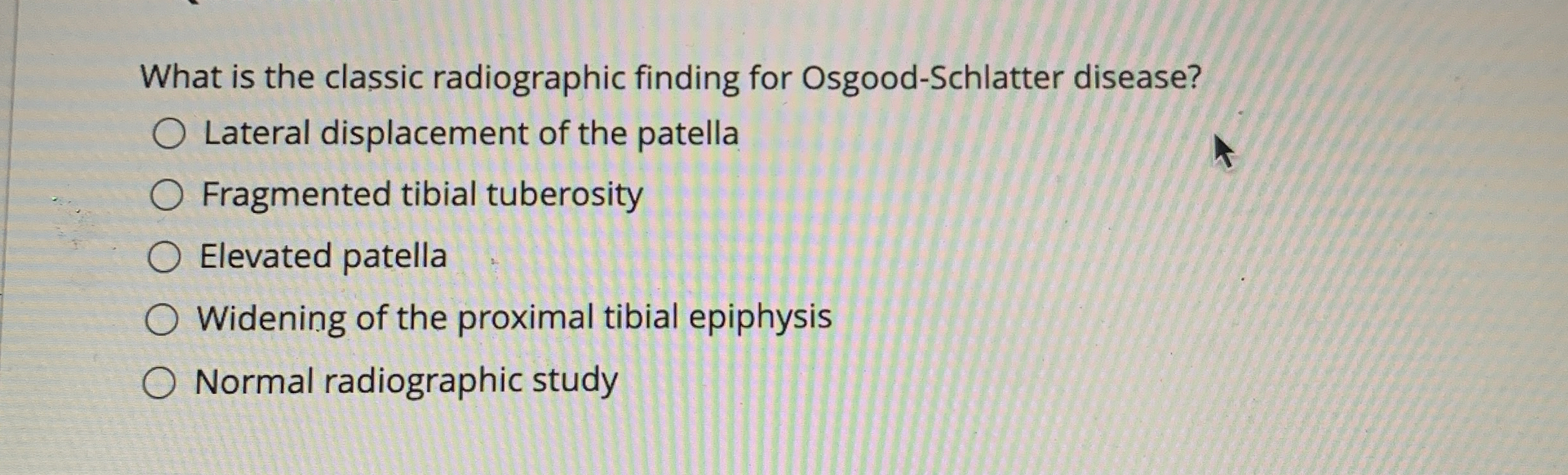 Solved What is the classic radiographic finding for | Chegg.com