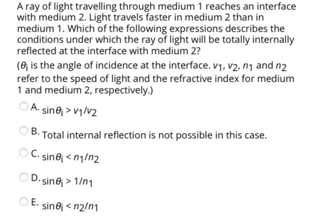 Solved A ray of light travelling through medium 1 reaches an | Chegg.com