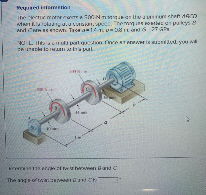 Solved Required information The electric motor exerts a