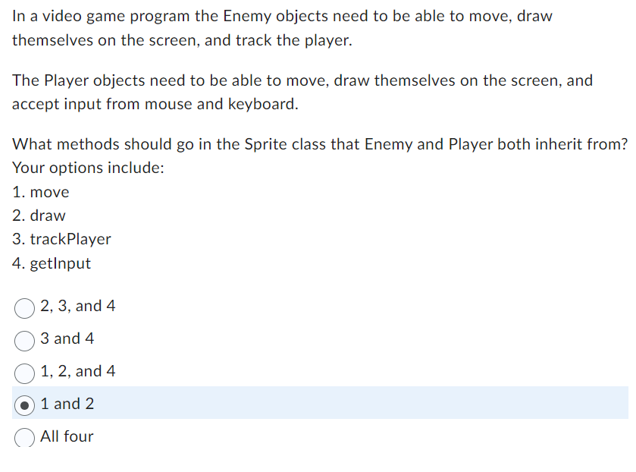 Solved In a video game program the Enemy objects need to be | Chegg.com