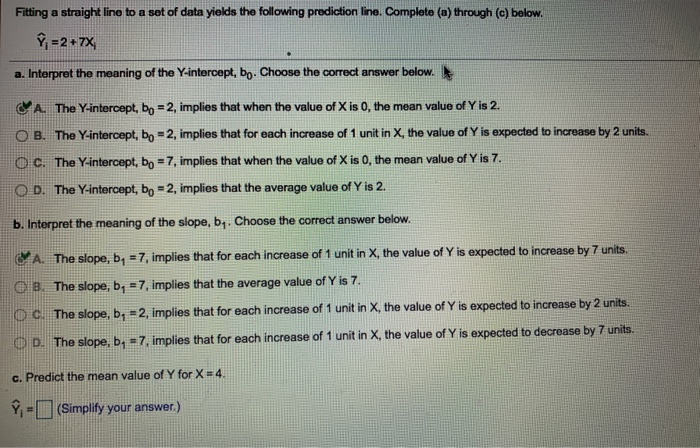 Solved Fitting A Straight Line To A Set Of Data Yields Th Chegg Com