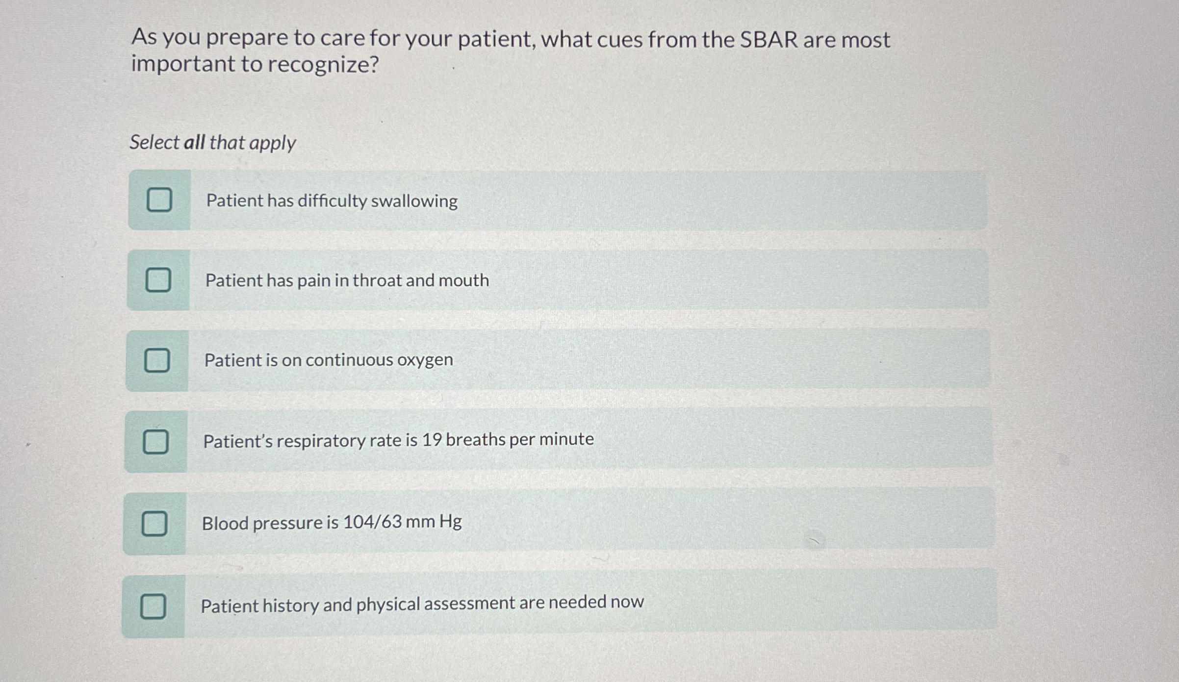 Solved As you prepare to care for your patient, what cues | Chegg.com
