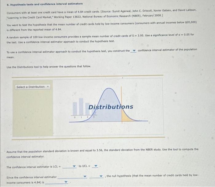 Solved 6. Hypothesis tests and confidence interval | Chegg.com