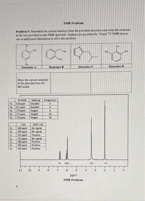Solved NMR Problems Problem 5: Determine the correct | Chegg.com